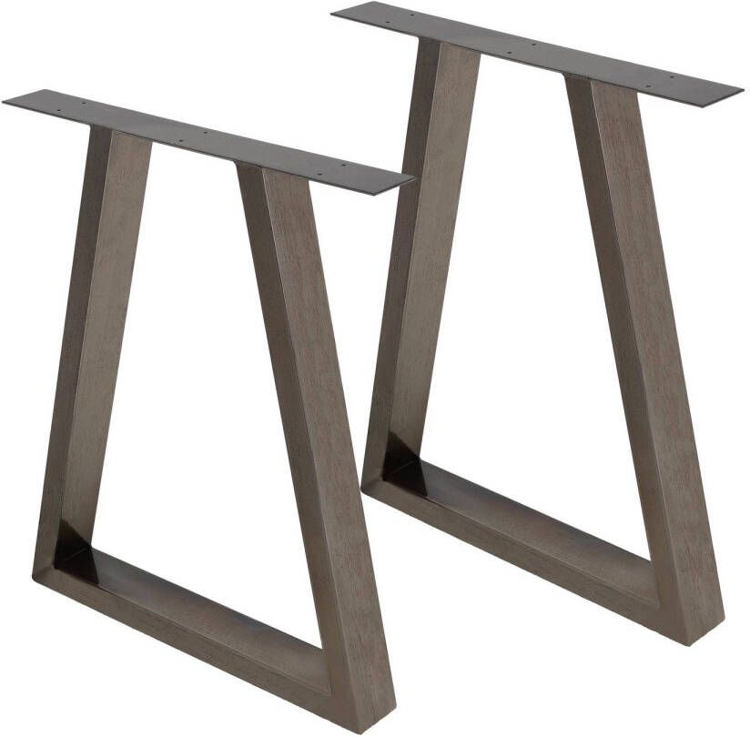 ECD Germany Set van 2 Trapeziumvormige design tafelpoten antraciet 60x72 cm gemaakt van staal