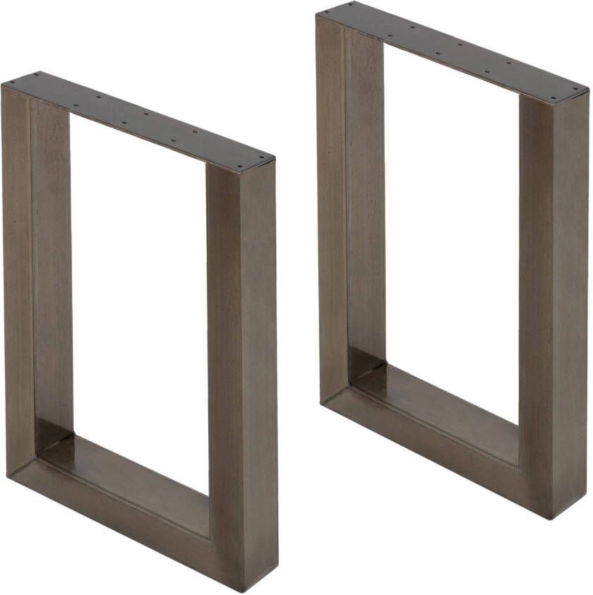 ECD Germany Set van 2 vierkante tafelpoten antraciet 30x43 cm gemaakt van staal