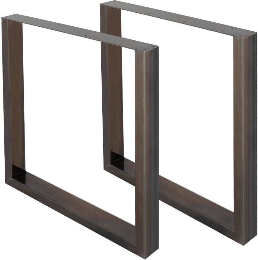 ECD Germany Set van 2 vierkante tafelpoten antraciet 70x72 cm gemaakt van staal - Foto 2