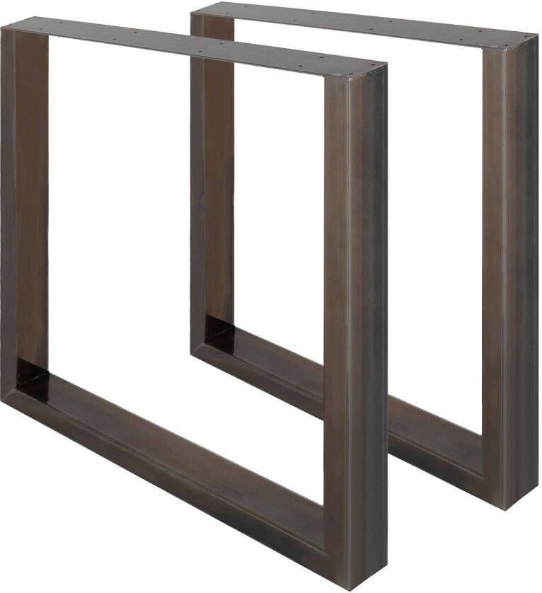 ECD Germany Set van 2 vierkante tafelpoten antraciet 60x72 cm gemaakt van staal