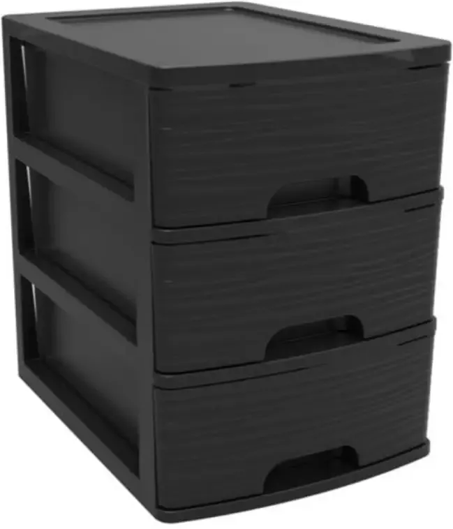 Eda Ladenkast bureau organizer zwart A5 3x lades stapelbaar L27 x B36 x H35 cm Ladeblok