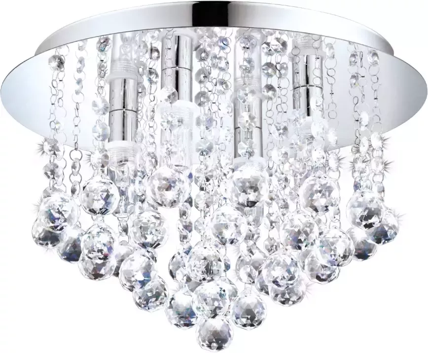 EGLO Led-plafondlamp ALMONTE chroom ø35 x h23 cm inclusief 4 x g9 (elk 2 5w) spatwaterdicht