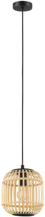 EGLO Hanglamp BORDESLEY zwart ø21 x h110 cm excl. 1x e27 (elk max. 28w) staal en hout