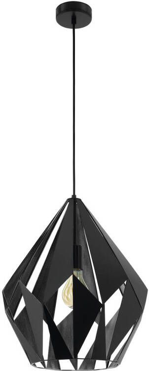 EGLO  Carlton 1 - hanglamp - E27 - 1-lichts - zwart zilverkleurig - Foto 1