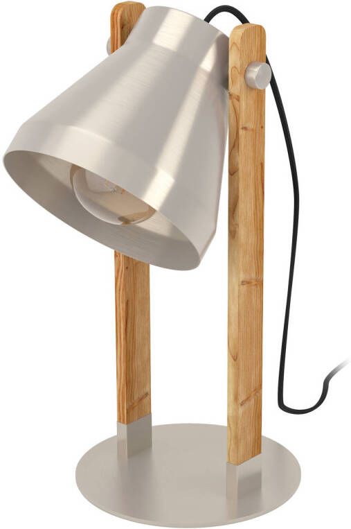 EGLO Cawton Tafellamp E27 38 cm Grijs Bruin Staal Hout
