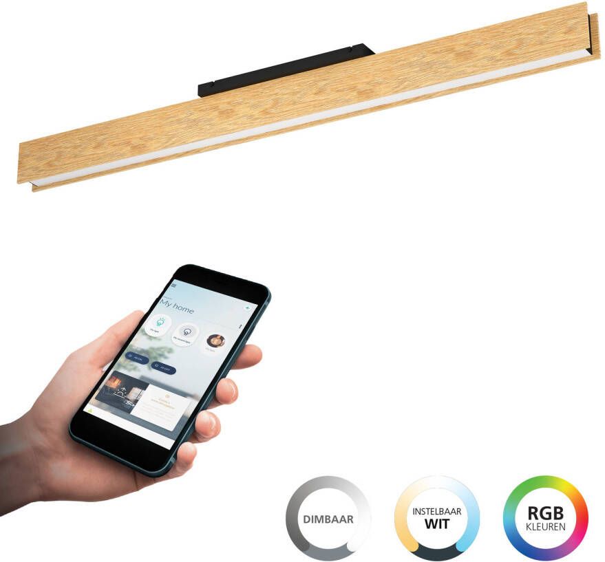 EGLO connect.z Anchorena-Z Plafondlamp 123 cm Bruin Zwart Wit Instelbaar RGB & wit licht Dimbaar Zigbee
