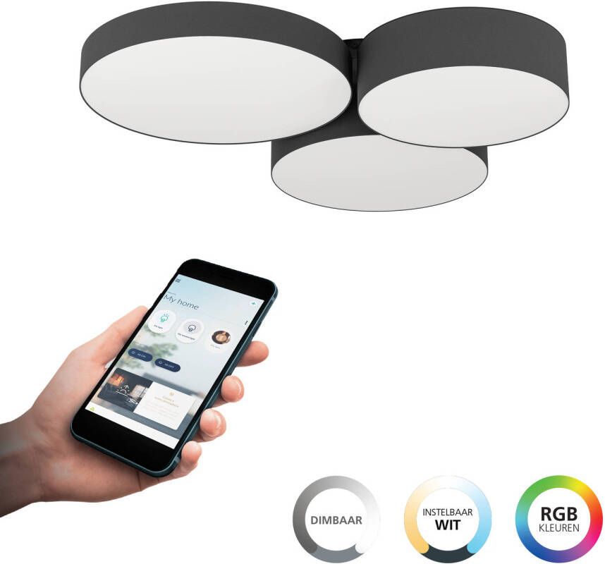 EGLO Plafondlamp BARBANO-Z App en spraakbesturing Alexa 60 5 x 56 5 x 9 cm excl. afstandsbediening (1 stuk)