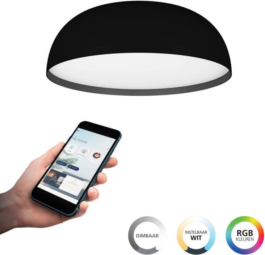 EGLO connect.z Tollos-Z Plafondlamp Ø 40 cm Zwart Wit Instelbaar RGB & wit licht Dimbaar Zigbee