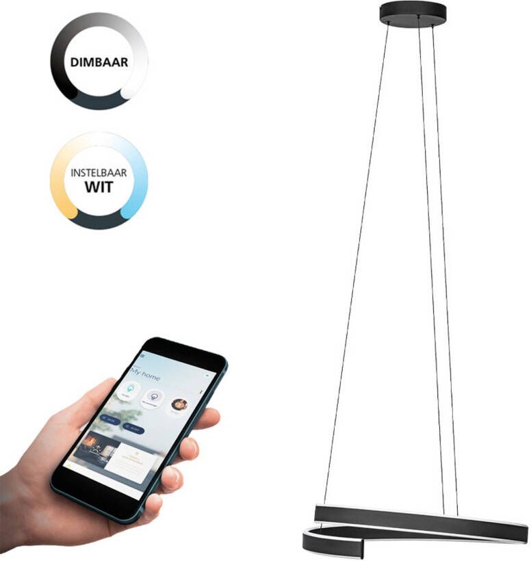 EGLO  connect.z Andabaia-Z Smart Hanglamp - Ø 60 cm - Zwart Wit - Instelbaar wit licht - Dimbaar - Zigbee