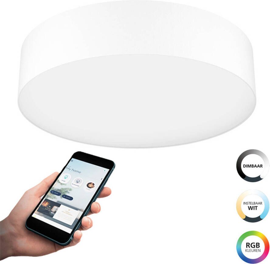EGLO  connect.z Romao-Z Smart Plafondlamp - Ø 57 cm - Wit - Instelbaar RGB & wit licht - Dimbaar - Zigbee