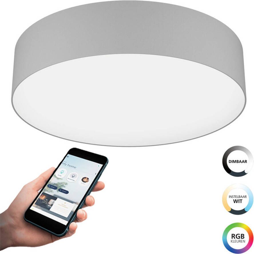 EGLO  connect.z Romao-Z Smart Plafondlamp - Ø 57 cm - Wit Grijs - Instelbaar RGB & wit licht - Dimbaar - Zigbee