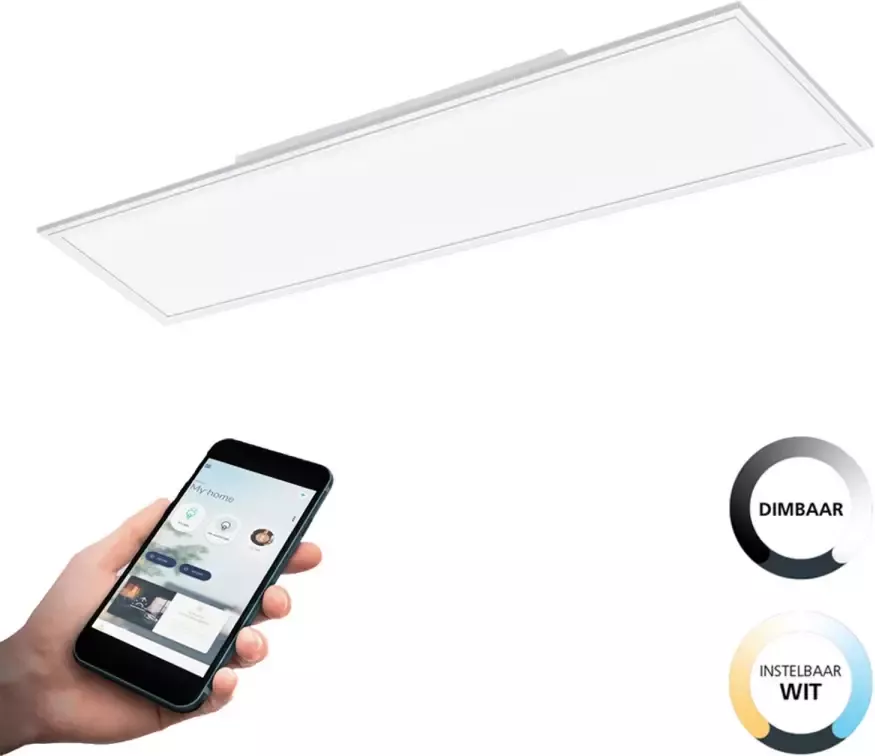EGLO Plafondlamp SALOBRENA-Z Deckenlampe weiß ZigBee 3.0 Timer Panel Disco-Modus Plafondlamp in wit van alu 33 5W warmwit koudwit (1 stuk)