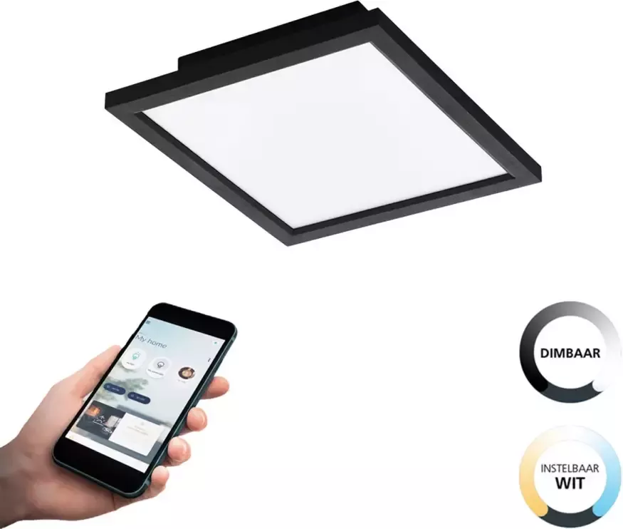 EGLO  connect.z Salobrena-Z Smart Plafondlamp - 30 cm - Zwart Wit - Instelbaar wit licht - Dimbaar - Zigbee