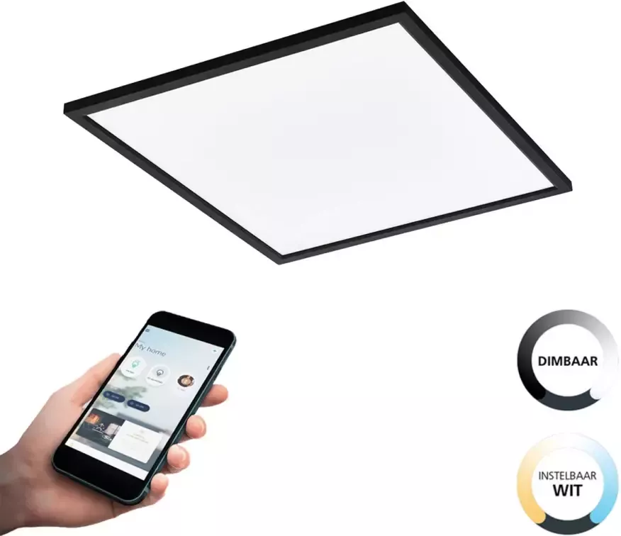 EGLO  connect.z Salobrena-Z Smart Plafondlamp - 59 5 cm - Zwart Wit - Instelbaar wit licht - Dimbaar - Zigbee