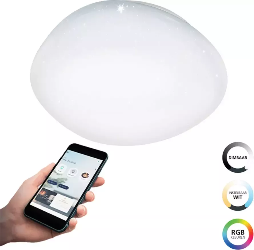 EGLO  connect.z Sileras-Z Smart Plafondlamp - Ø 60 cm - Wit - Instelbaar RGB & wit licht - Dimbaar - Zigbee