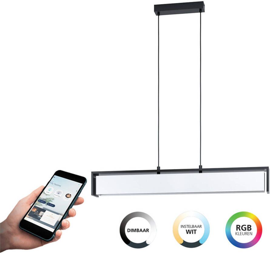 EGLO  connect.z Valdelagrano-Z Smart Hanglamp - 100 cm - Zwart Wit - Instelbaar RGB & wit licht - Dimbaar - Zigbee - Foto 1