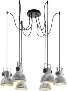 EGLO Hanglamp 6-lichts Barnstaple Hout oud-zink zw
