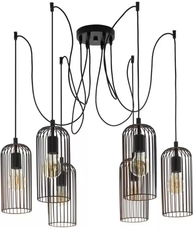 EGLO  Roccamena - hanglamp - 6-lichts - E27 - zwart koperkleurig
