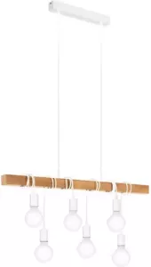 EGLO hanglamp Townshend 6-lichts wit eikenkleur Leen Bakker