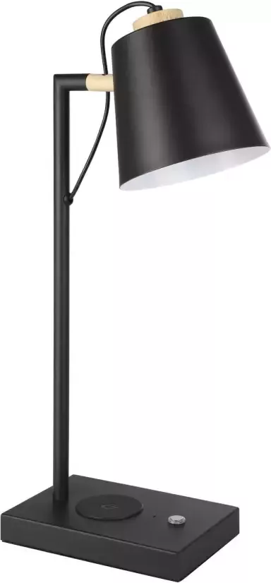 EGLO Lacey-Qi Tafellamp Bureaulamp LED 50 cm Zwart Bruin Dimbaar Draadloos opladen - Foto 1