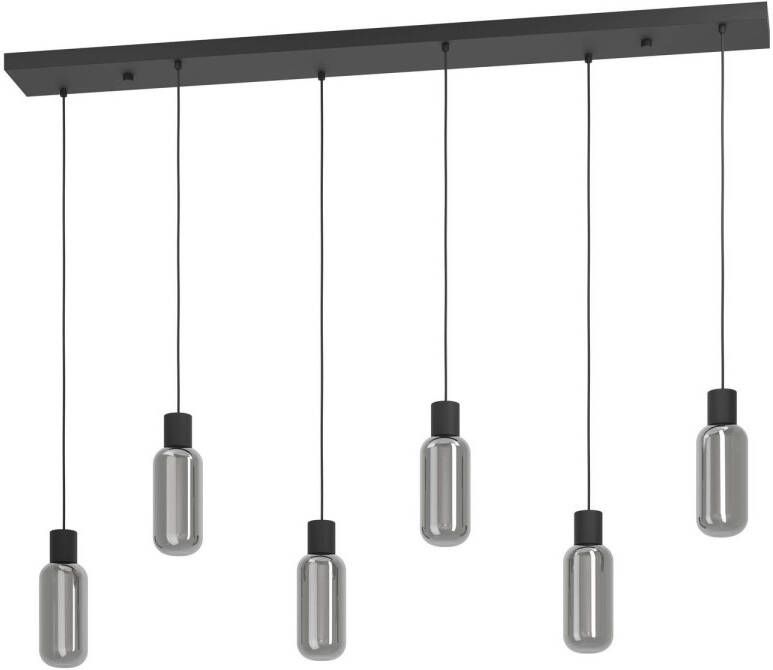 EGLO Majone hanglamp E27 Smoke glas 138 cm Zwart