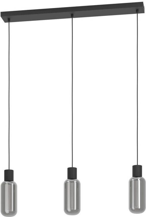 EGLO Majone hanglamp E27 Smoke glas 77cm Zwart