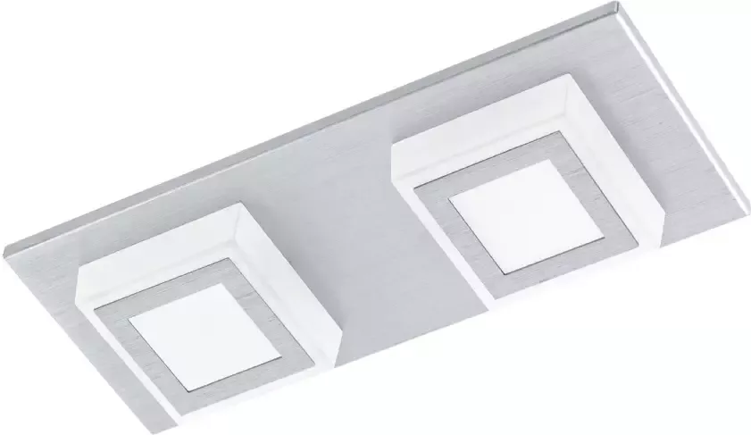 EGLO  Masiano - Plafondlamp - 2 Lichts - LED - Aluminium-Geborsteld - Gesatineerd - Foto 1