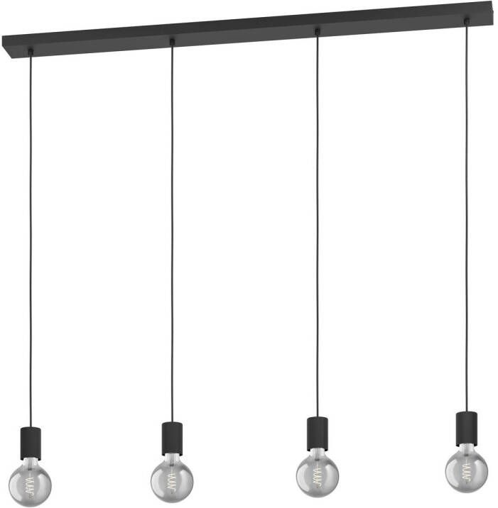 EGLO Nogalte hanglamp 4-lichts E27 117 cm Rechthoek Zwart