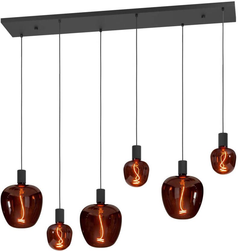 EGLO Nogalte hanglamp 6-lichts E27 130 cm Rechthoek Zwart