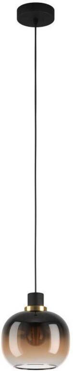 EGLO  Oilella Hanglamp - E27 - 19 cm - Amber glas - Zwart Geelkoper