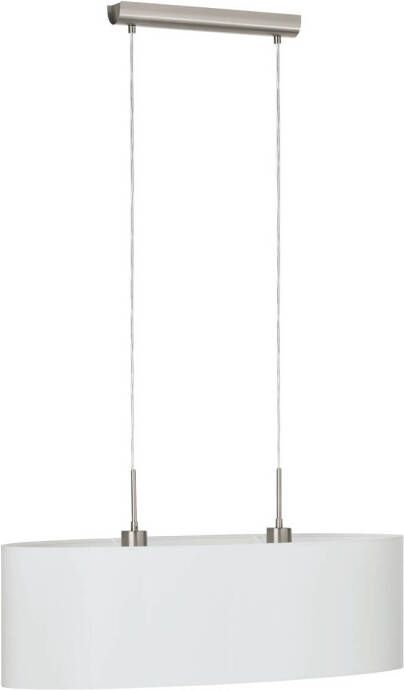 EGLO  Pasteri - Hanglamp - 2 Lichts - 75cm - Nikkel-Mat - Wit