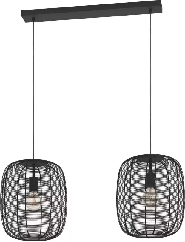 EGLO Rinroe Hanglamp E27 2 lichts 90 cm Zwart Staal
