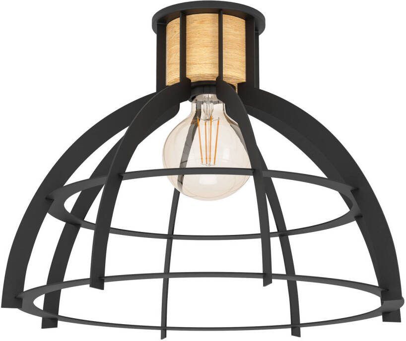 EGLO Stillington Plafondlamp E27 Ø 41 5 cm Zwart Bruin Staal Hout