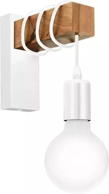 EGLO LED-wandlamp Townshend 1 lamp hout wit en beige - Foto 1