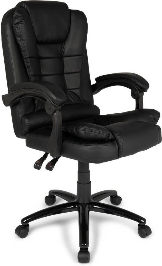 Ergodu Luxe Bureaustoel met Armleuningen Verstelbare Kantoorstoel met Draaiwieltjes Office Chair In Hoogte Verstelbaar Zwart