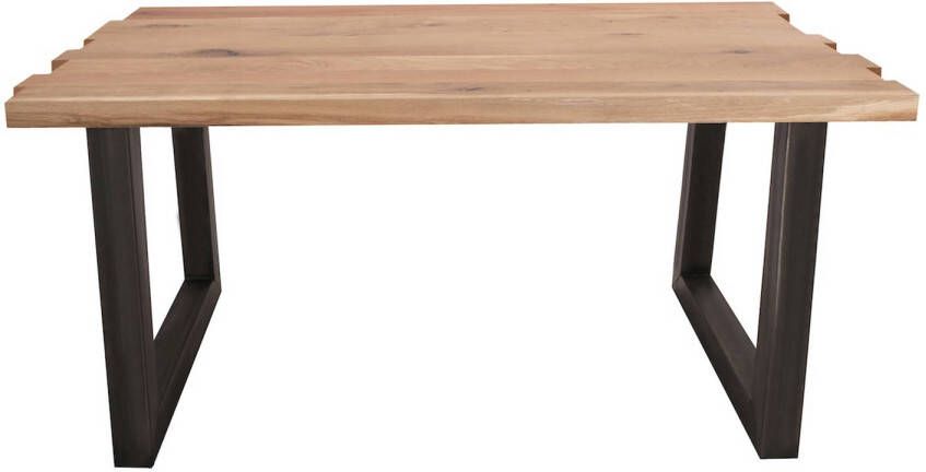 Feel Furniture 180x90 Eettafel Massief Boomstamblad Eiken Constructed oak 5 cm dik U Frame