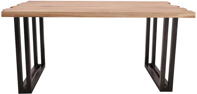 Feel Furniture 200x100 Eettafel Massief Boomstamblad Eiken Constructed oak 5 cm dik Twin U Frame