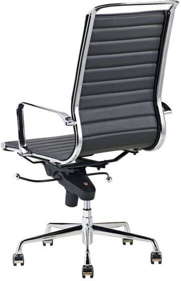 Feel Furniture Luxe design bureaustoel van 100% rundleer Hoge rugleuning Zwart