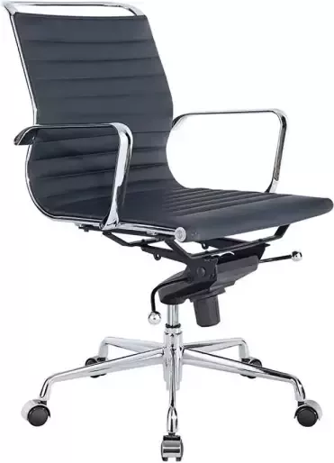 Feel Furniture Lage Design Bureaustoel Echt Leer Donkerblauw