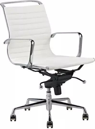 Feel Furniture Lage Design Bureaustoel Echt Leer Wit