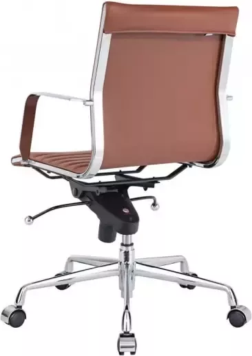 Feel Furniture Lage Executive Bureaustoel 100% Leer Cognac