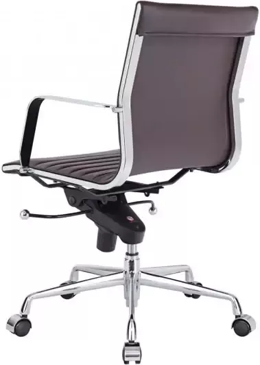 Feel Furniture Lage Executive Bureaustoel 100% Leer Donkerbruin
