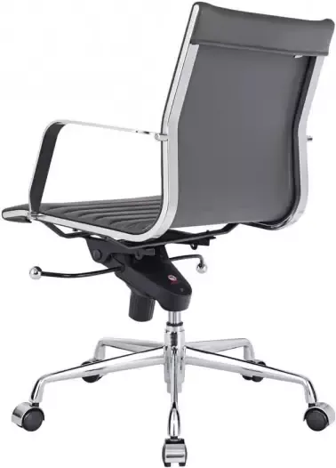 Feel Furniture Lage Executive Bureaustoel 100% Leer Donkergrijs