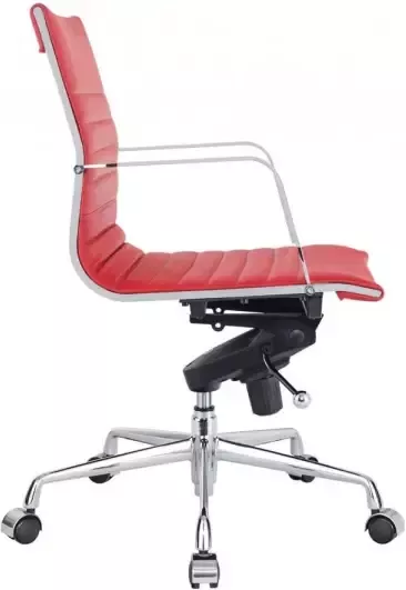 Feel Furniture Luxe Executive bureaustoel van 100% rundleer Lage rugleuning – Rood