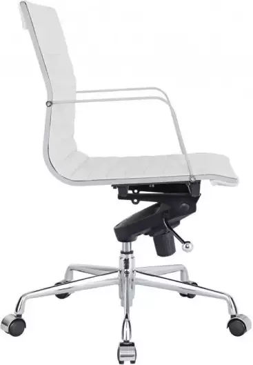 Feel Furniture Lage Executive Bureaustoel 100% Leer Wit