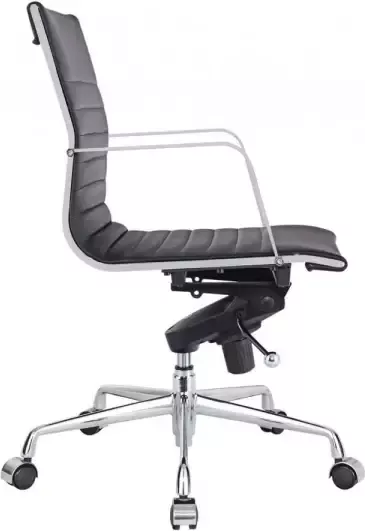 Feel Furniture Lage Executive Bureaustoel 100% Leer Zwart