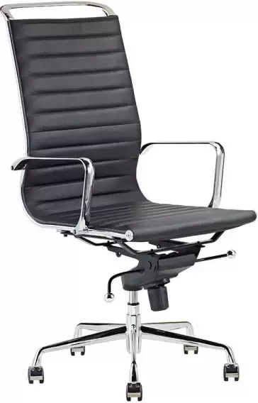 Feel Furniture Luxe design bureaustoel van 100% rundleer Hoge rugleuning Zwart - Foto 2