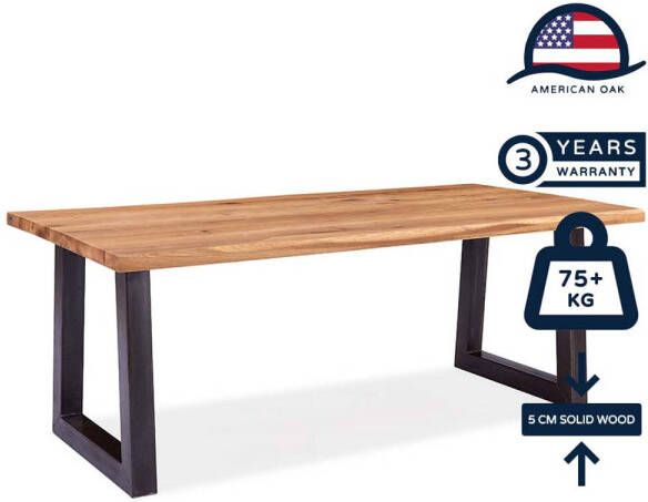 Feelhome Feel Home 160x90 Eettafel Massief Boomstamblad Eiken 5 cm dik U Frame