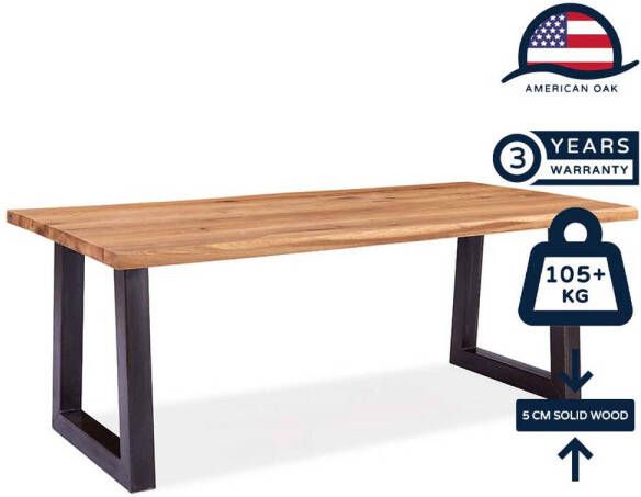 Feelhome Feel Home 220x100 Eettafel Massief Boomstamblad Eiken 5 cm dik U Frame