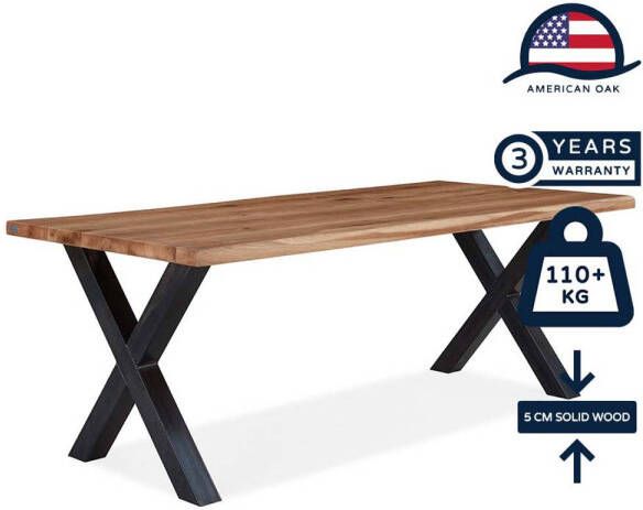 Feelhome Feel Home 240x100 Eettafel Massief Boomstamblad Eiken 5 cm dik X Frame